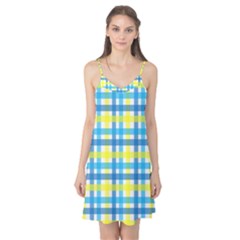 Gingham Plaid Yellow Aqua Blue Camis Nightgown by Simbadda