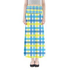 Gingham Plaid Yellow Aqua Blue Maxi Skirts by Simbadda