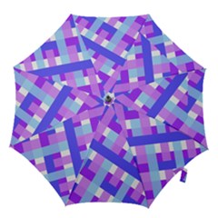 Geometric Plaid Gingham Diagonal Hook Handle Umbrellas (medium) by Simbadda