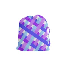 Geometric Plaid Gingham Diagonal Drawstring Pouches (medium) 