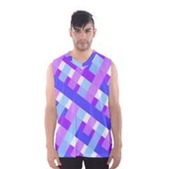 Geometric Plaid Gingham Diagonal Men s Basketball Tank Top