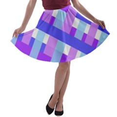 Geometric Plaid Gingham Diagonal A-line Skater Skirt