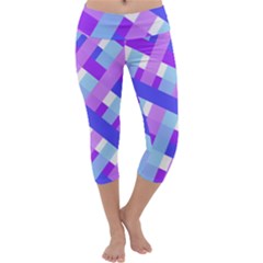 Geometric Plaid Gingham Diagonal Capri Yoga Leggings