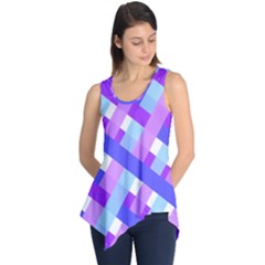 Geometric Plaid Gingham Diagonal Sleeveless Tunic