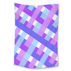 Geometric Plaid Gingham Diagonal Large Tapestry by Simbadda