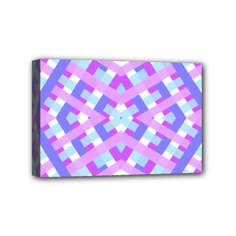 Geometric Gingham Merged Retro Pattern Mini Canvas 6  X 4 