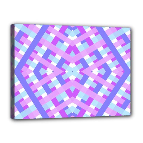 Geometric Gingham Merged Retro Pattern Canvas 16  X 12 