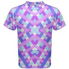 Geometric Gingham Merged Retro Pattern Men s Cotton Tee