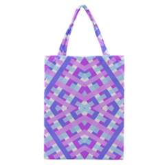 Geometric Gingham Merged Retro Pattern Classic Tote Bag by Simbadda