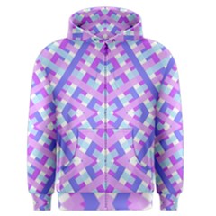 Geometric Gingham Merged Retro Pattern Men s Zipper Hoodie