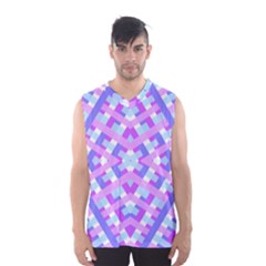 Geometric Gingham Merged Retro Pattern Men s Basketball Tank Top by Simbadda