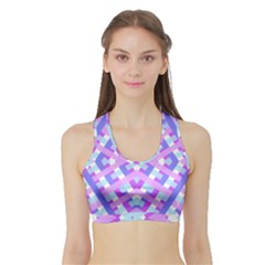 Geometric Gingham Merged Retro Pattern Sports Bra With Border by Simbadda