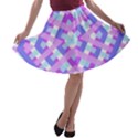 Geometric Gingham Merged Retro Pattern A-line Skater Skirt View1