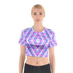 Geometric Gingham Merged Retro Pattern Cotton Crop Top