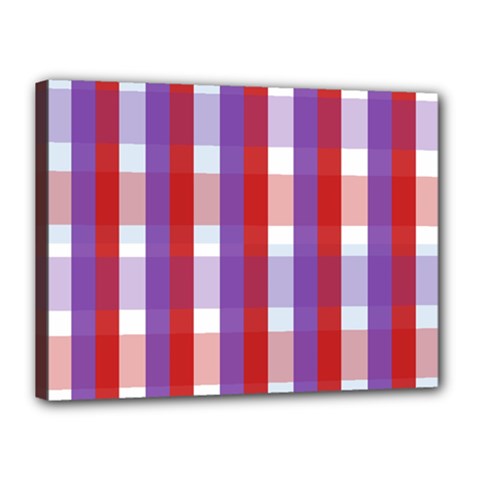 Gingham Pattern Checkered Violet Canvas 16  X 12 