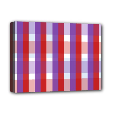 Gingham Pattern Checkered Violet Deluxe Canvas 16  X 12   by Simbadda