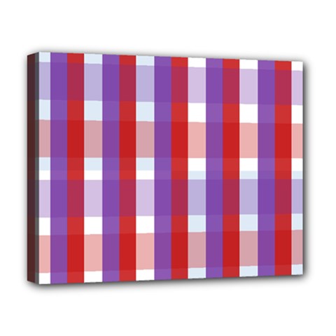 Gingham Pattern Checkered Violet Deluxe Canvas 20  X 16   by Simbadda