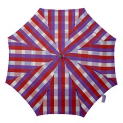 Gingham Pattern Checkered Violet Hook Handle Umbrellas (large) by Simbadda