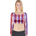 Gingham Pattern Checkered Violet Long Sleeve Crop Top View1