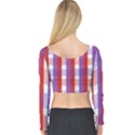 Gingham Pattern Checkered Violet Long Sleeve Crop Top View2