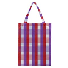 Gingham Pattern Checkered Violet Classic Tote Bag by Simbadda