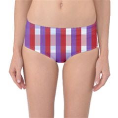 Gingham Pattern Checkered Violet Mid-waist Bikini Bottoms by Simbadda