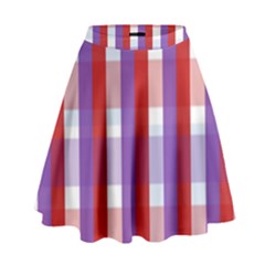 Gingham Pattern Checkered Violet High Waist Skirt by Simbadda