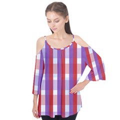 Gingham Pattern Checkered Violet Flutter Tees