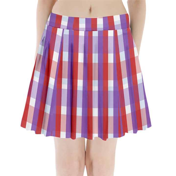 Gingham Pattern Checkered Violet Pleated Mini Skirt