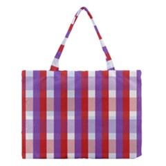 Gingham Pattern Checkered Violet Medium Tote Bag by Simbadda