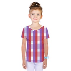 Gingham Pattern Checkered Violet Kids  One Piece Tee