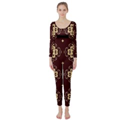 Seamless Ornament Symmetry Lines Long Sleeve Catsuit