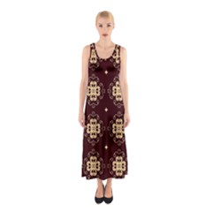 Seamless Ornament Symmetry Lines Sleeveless Maxi Dress