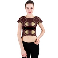 Seamless Ornament Symmetry Lines Crew Neck Crop Top