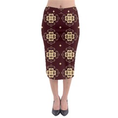 Seamless Ornament Symmetry Lines Midi Pencil Skirt