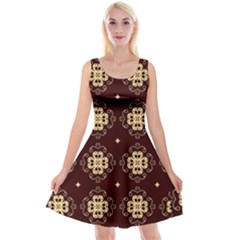 Seamless Ornament Symmetry Lines Reversible Velvet Sleeveless Dress