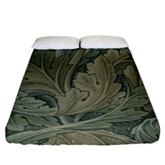 Vintage Background Green Leaves Fitted Sheet (queen Size)