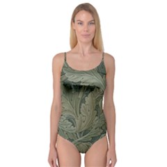 Vintage Background Green Leaves Camisole Leotard 