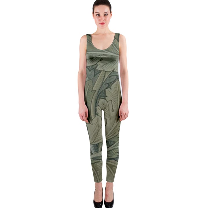 Vintage Background Green Leaves OnePiece Catsuit