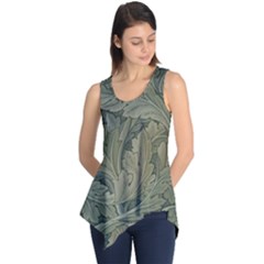 Vintage Background Green Leaves Sleeveless Tunic