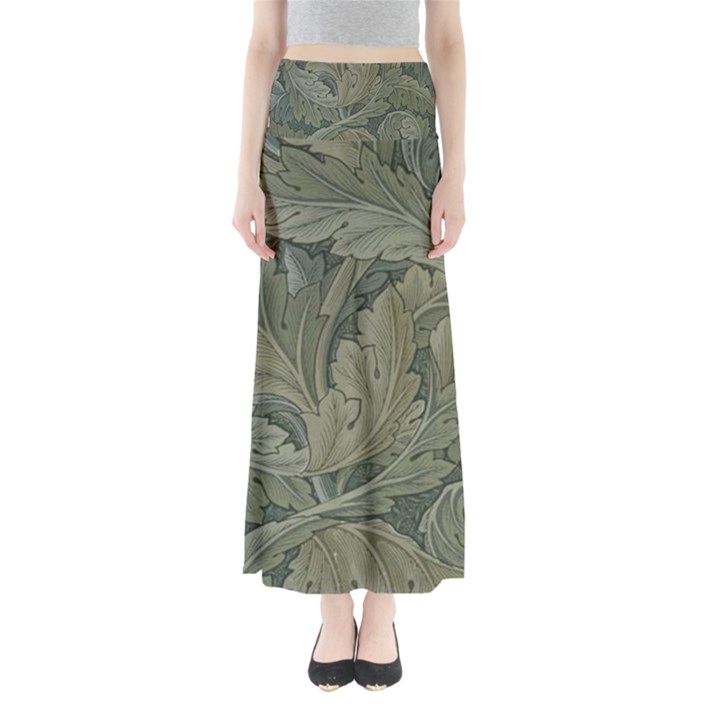 Vintage Background Green Leaves Maxi Skirts