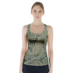 Vintage Background Green Leaves Racer Back Sports Top by Simbadda