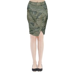 Vintage Background Green Leaves Midi Wrap Pencil Skirt