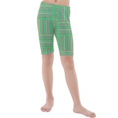 Geometric Pinstripes Shapes Hues Kids  Mid Length Swim Shorts