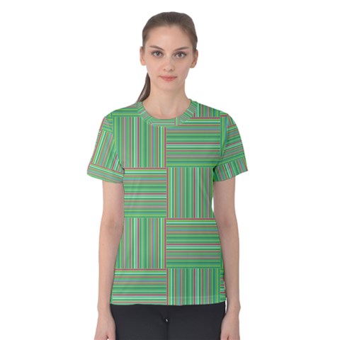 Geometric Pinstripes Shapes Hues Women s Cotton Tee by Simbadda