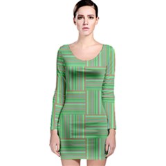 Geometric Pinstripes Shapes Hues Long Sleeve Bodycon Dress