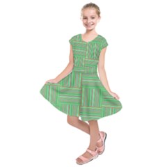 Geometric Pinstripes Shapes Hues Kids  Short Sleeve Dress