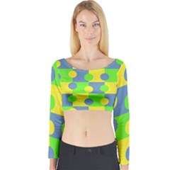 Abric Cotton Bright Blue Lime Long Sleeve Crop Top