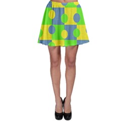 Abric Cotton Bright Blue Lime Skater Skirt