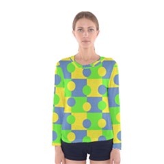 Abric Cotton Bright Blue Lime Women s Long Sleeve Tee